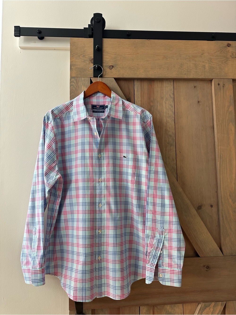 Vineyard Vines Plaid Button-Down Shirt in Light Blue & Pink